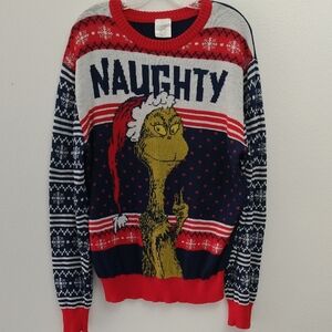 The Grinch XL "Naughty" Ugly Christmas Sweater - Red, White, Blue & Green 💚❤️⛄